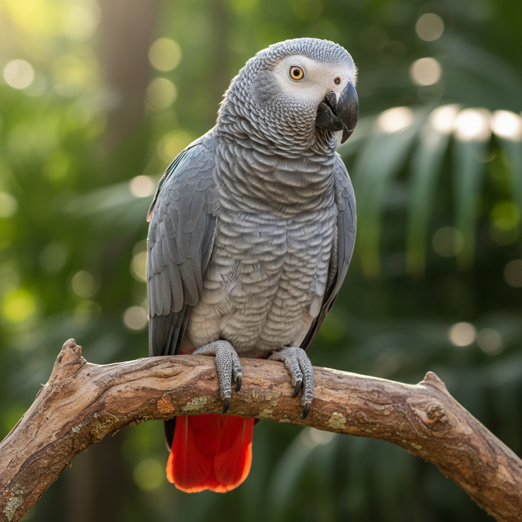 Congo African Grey on branch